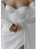 Sweetheart Corset Ivory Satin Wedding Dress With Detachable Sleeves